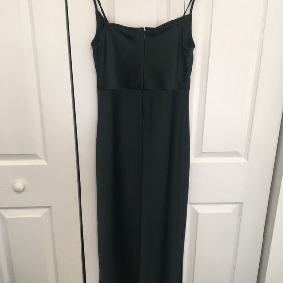 Cali Satin Charmeuse Midi Dress Dark Emerald - Picture 3 of 5